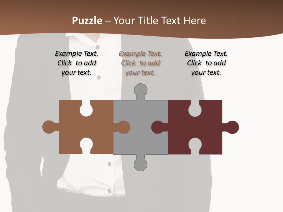 A Man In A Suit Standing In Front Of A Brown Background PowerPoint Template