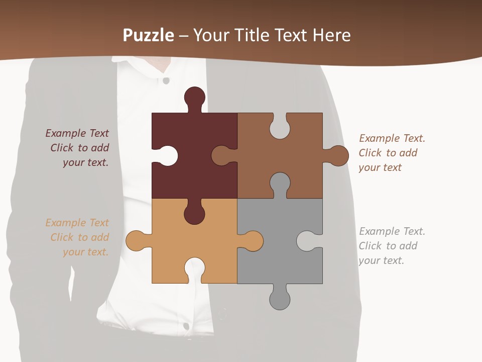 A Man In A Suit Standing In Front Of A Brown Background PowerPoint Template