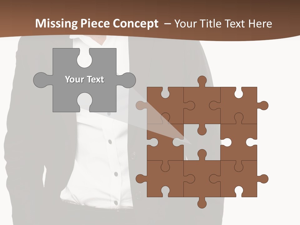 A Man In A Suit Standing In Front Of A Brown Background PowerPoint Template