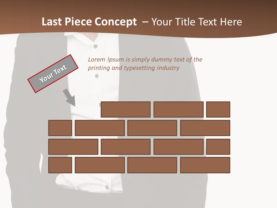 A Man In A Suit Standing In Front Of A Brown Background PowerPoint Template