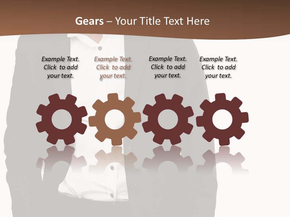 A Man In A Suit Standing In Front Of A Brown Background PowerPoint Template