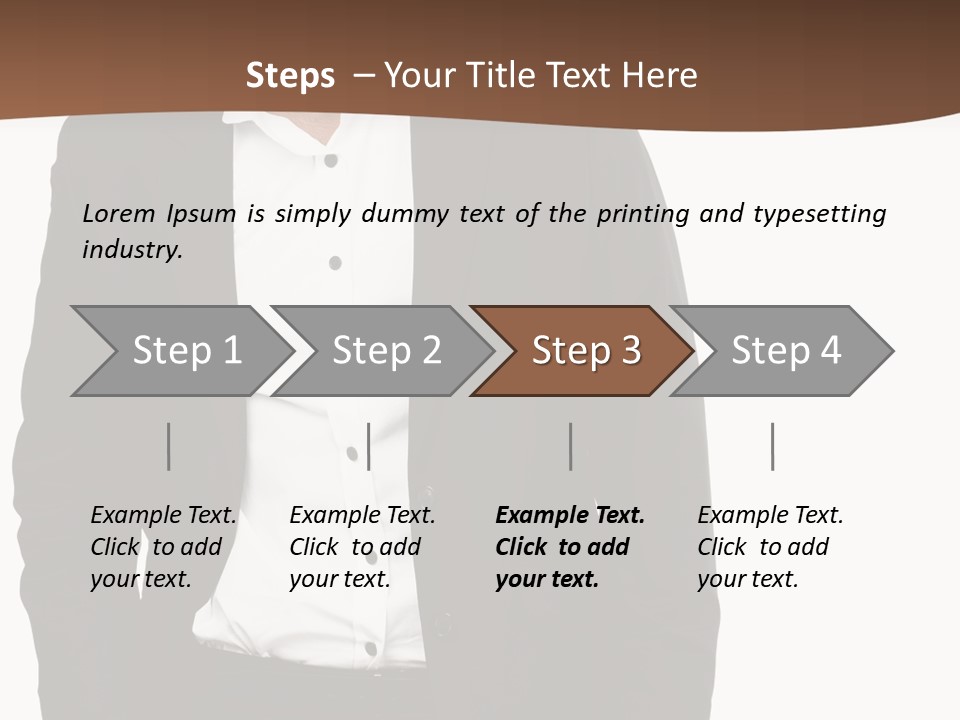 A Man In A Suit Standing In Front Of A Brown Background PowerPoint Template