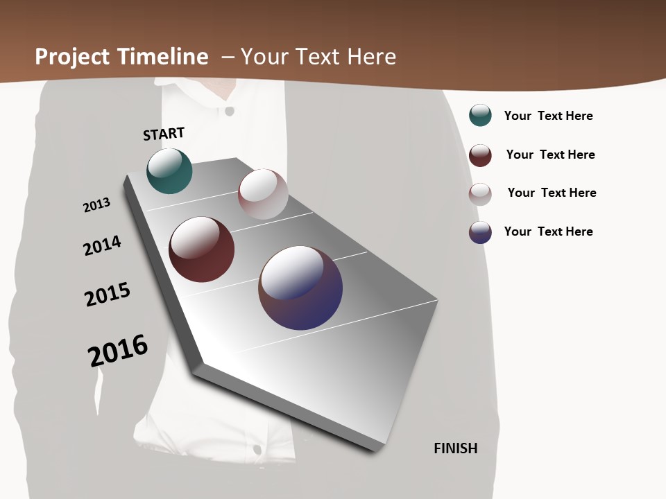 A Man In A Suit Standing In Front Of A Brown Background PowerPoint Template