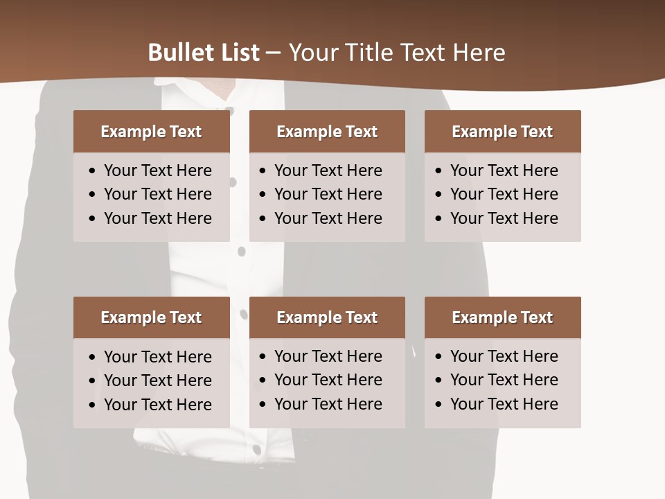 A Man In A Suit Standing In Front Of A Brown Background PowerPoint Template
