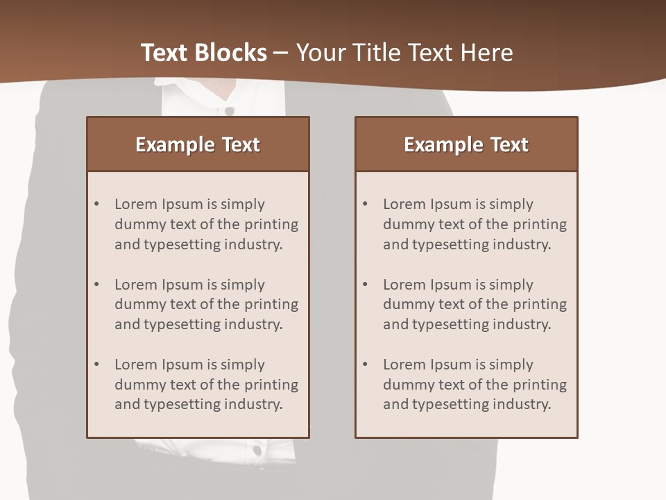 A Man In A Suit Standing In Front Of A Brown Background PowerPoint Template