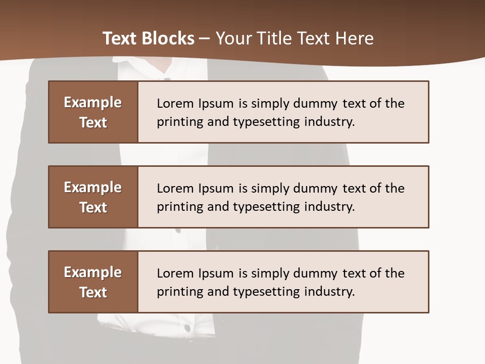 A Man In A Suit Standing In Front Of A Brown Background PowerPoint Template