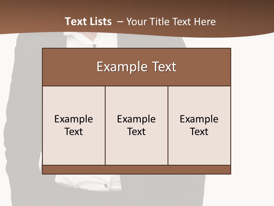 A Man In A Suit Standing In Front Of A Brown Background PowerPoint Template