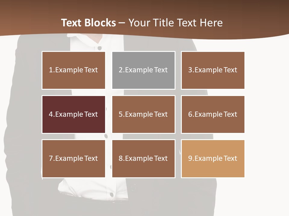 A Man In A Suit Standing In Front Of A Brown Background PowerPoint Template