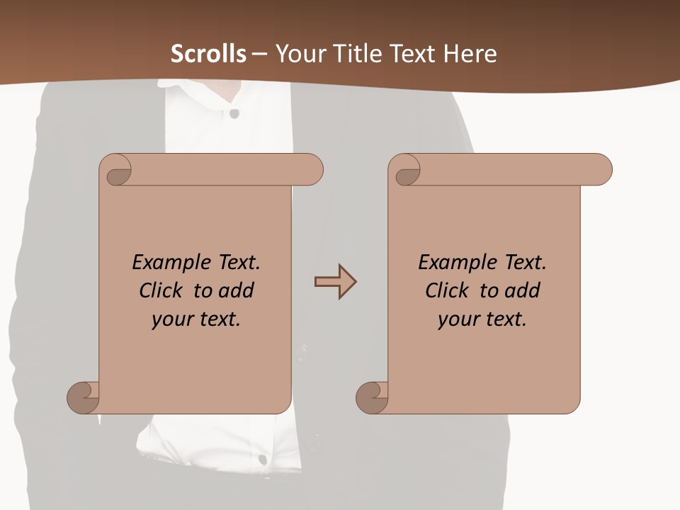 A Man In A Suit Standing In Front Of A Brown Background PowerPoint Template