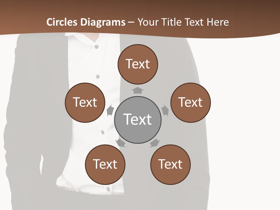 A Man In A Suit Standing In Front Of A Brown Background PowerPoint Template