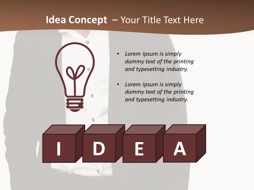 A Man In A Suit Standing In Front Of A Brown Background PowerPoint Template