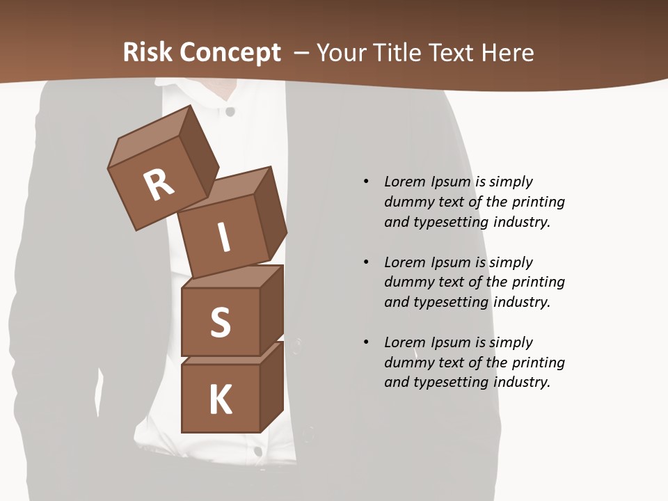 A Man In A Suit Standing In Front Of A Brown Background PowerPoint Template