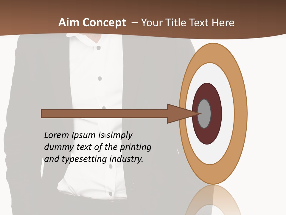 A Man In A Suit Standing In Front Of A Brown Background PowerPoint Template