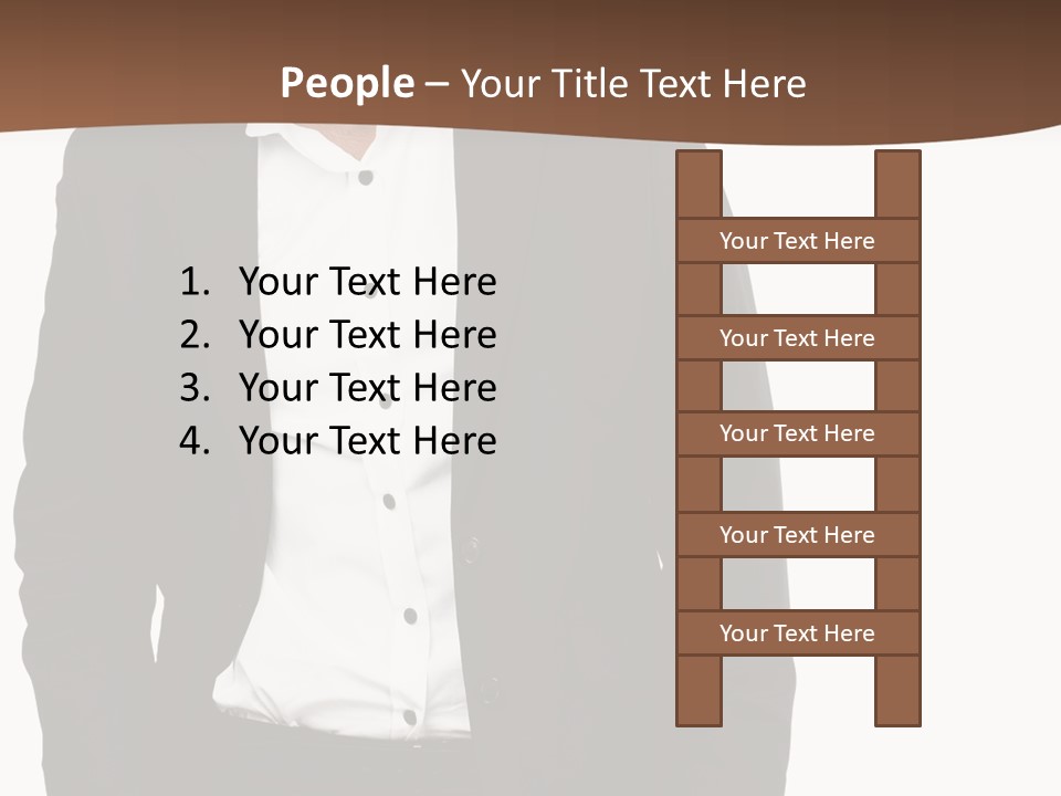 A Man In A Suit Standing In Front Of A Brown Background PowerPoint Template