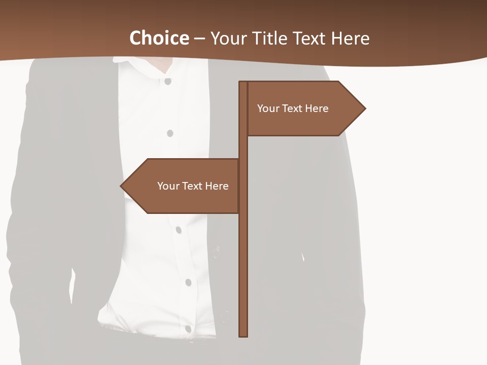 A Man In A Suit Standing In Front Of A Brown Background PowerPoint Template