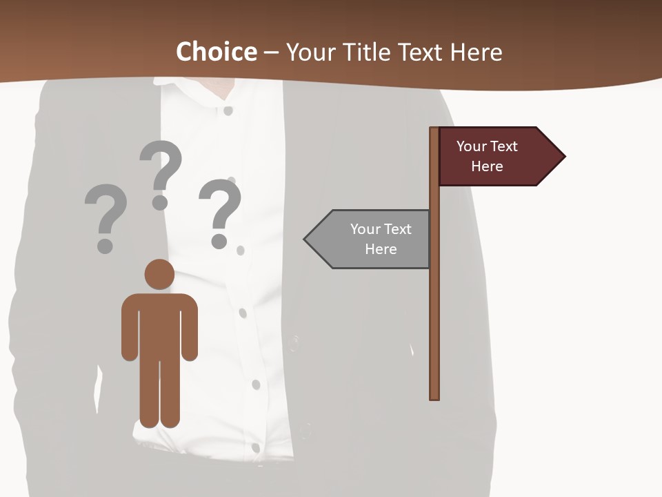 A Man In A Suit Standing In Front Of A Brown Background PowerPoint Template