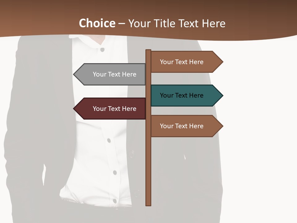 A Man In A Suit Standing In Front Of A Brown Background PowerPoint Template