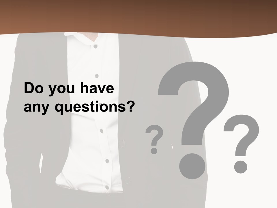 A Man In A Suit Standing In Front Of A Brown Background PowerPoint Template