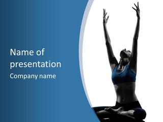 A Woman In A Yoga Pose With Her Arms Up PowerPoint Template