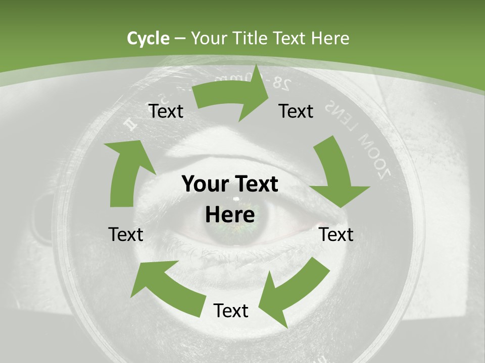 A Woman's Eye With A Magnifying Glass In Front Of Her PowerPoint Template