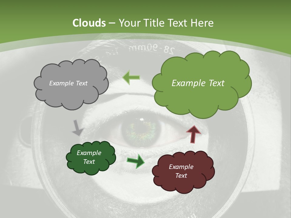 A Woman's Eye With A Magnifying Glass In Front Of Her PowerPoint Template