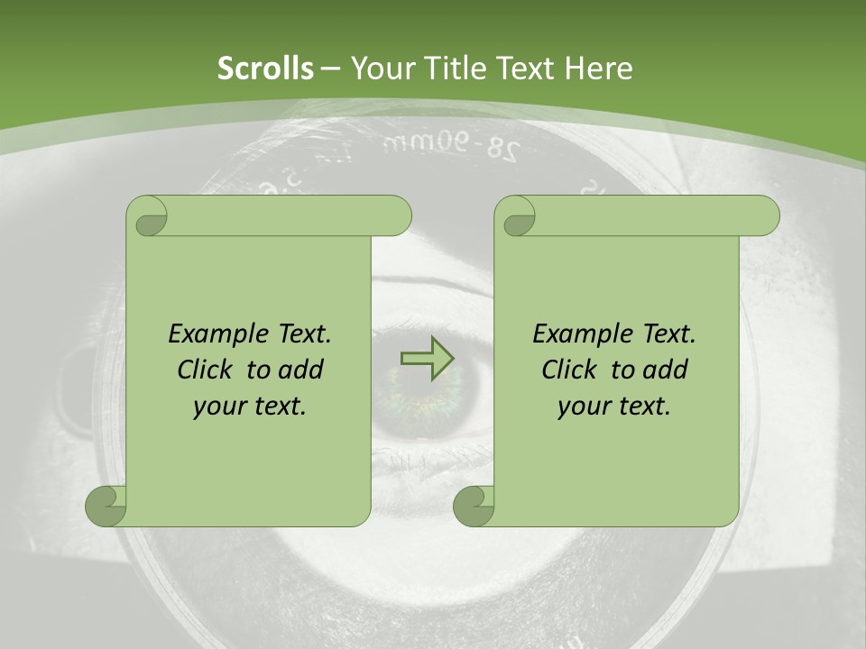 A Woman's Eye With A Magnifying Glass In Front Of Her PowerPoint Template