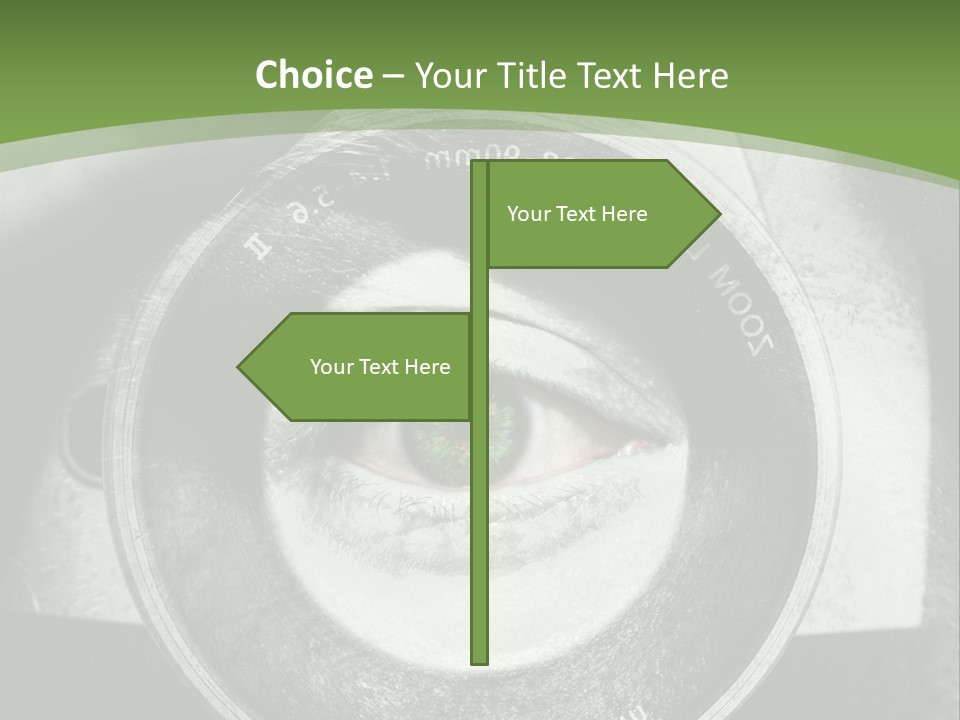 A Woman's Eye With A Magnifying Glass In Front Of Her PowerPoint Template