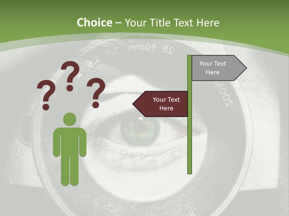 A Woman's Eye With A Magnifying Glass In Front Of Her PowerPoint Template