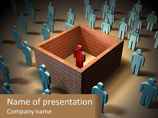 A Group Of People Standing Around A Brick Wall PowerPoint Template