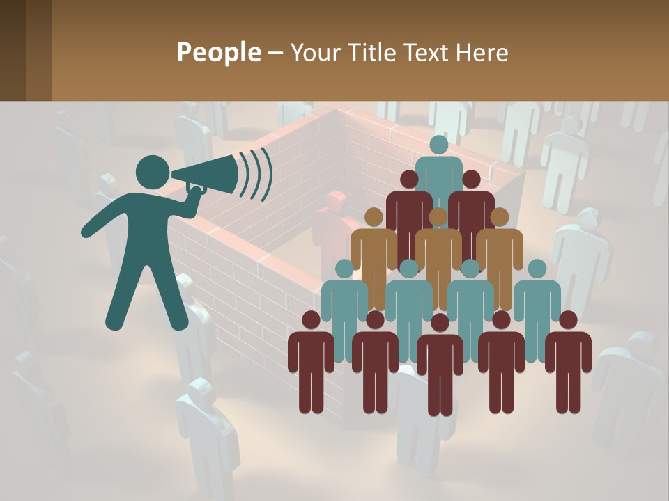 A Group Of People Standing Around A Brick Wall PowerPoint Template