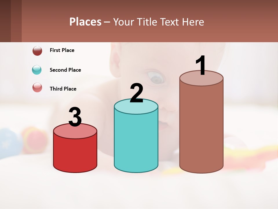 A Baby Laying On A Bed With A Toy PowerPoint Template