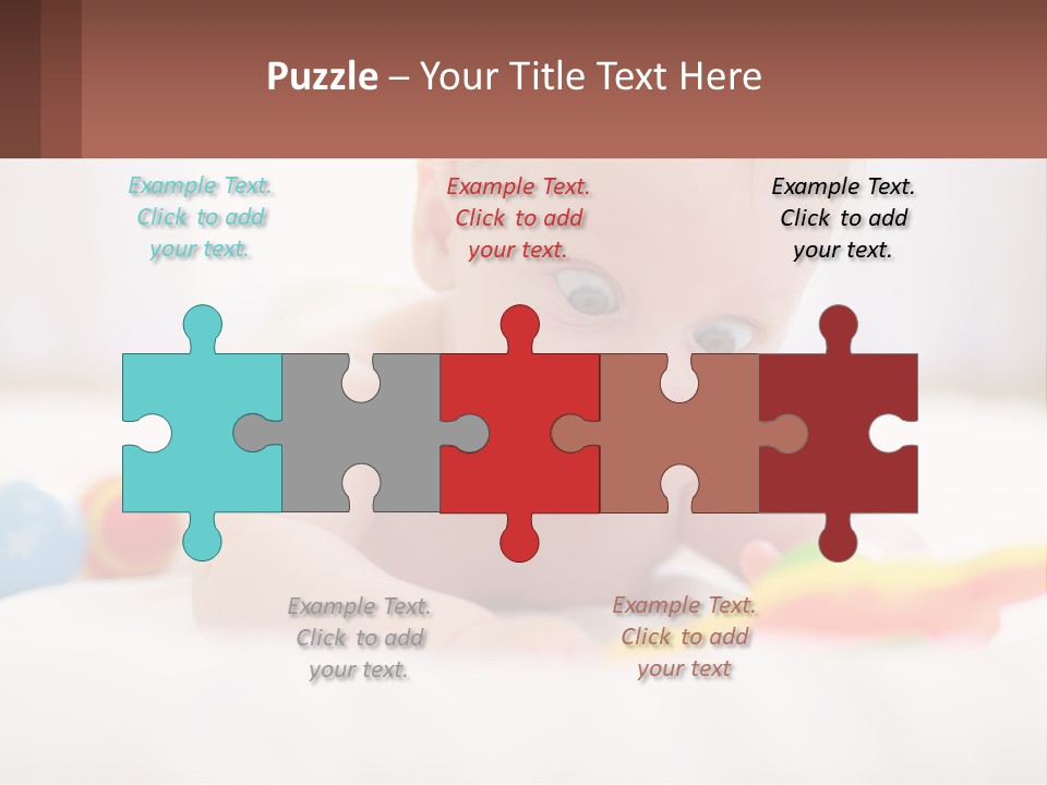 A Baby Laying On A Bed With A Toy PowerPoint Template