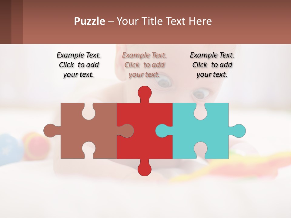 A Baby Laying On A Bed With A Toy PowerPoint Template