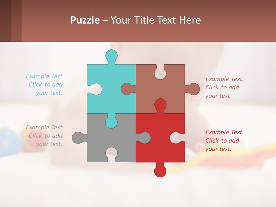 A Baby Laying On A Bed With A Toy PowerPoint Template