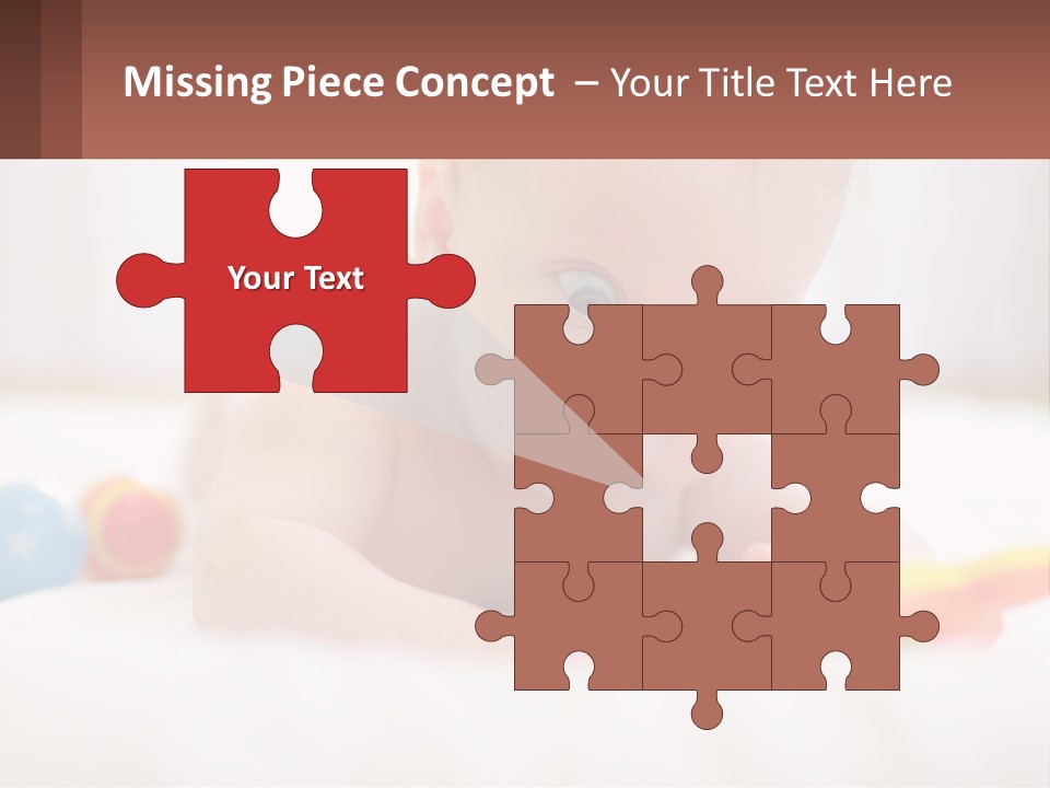 A Baby Laying On A Bed With A Toy PowerPoint Template