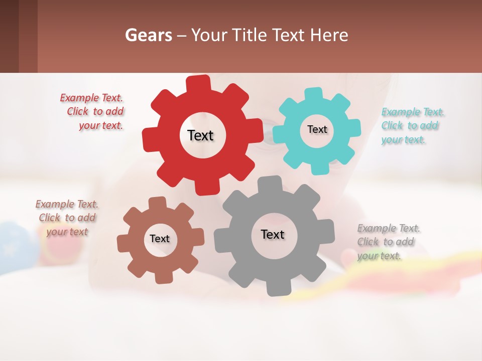 A Baby Laying On A Bed With A Toy PowerPoint Template