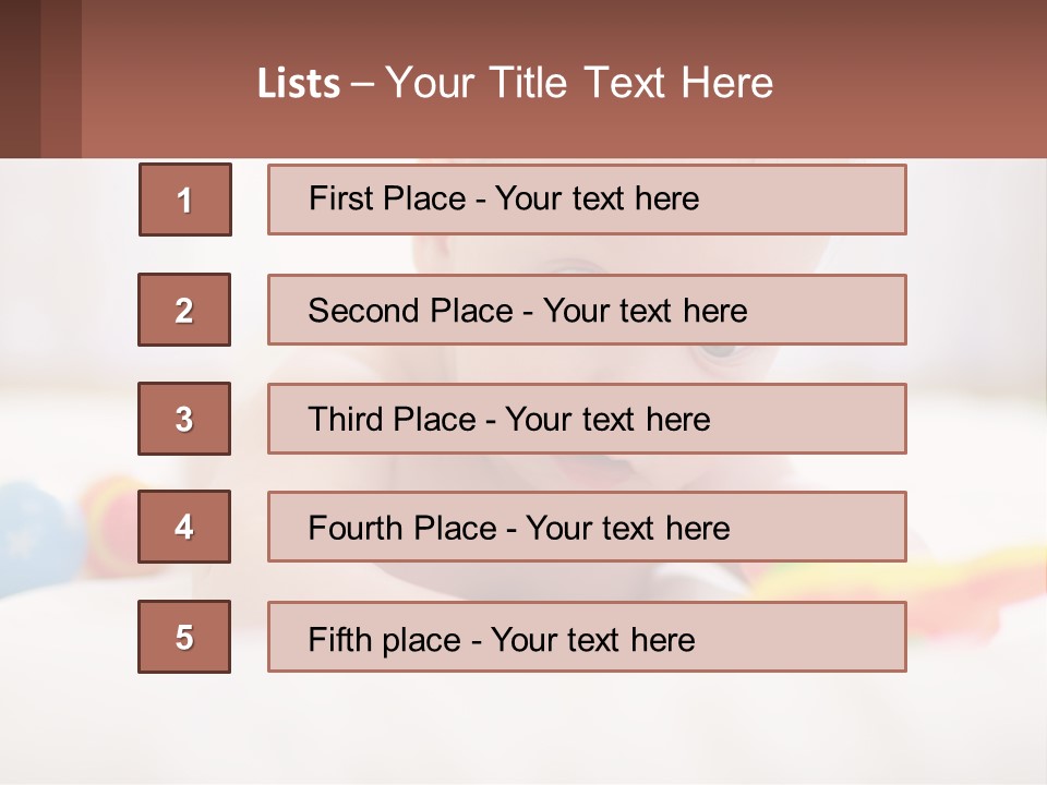 A Baby Laying On A Bed With A Toy PowerPoint Template