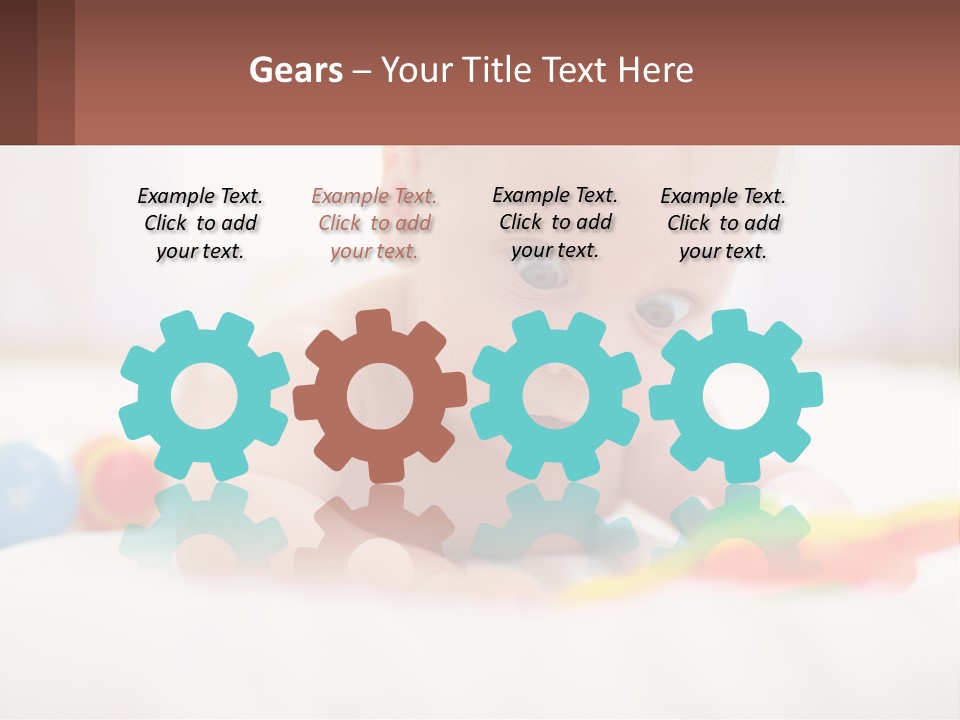 A Baby Laying On A Bed With A Toy PowerPoint Template