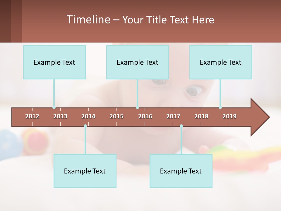 A Baby Laying On A Bed With A Toy PowerPoint Template