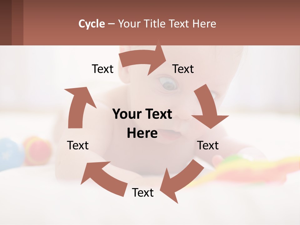 A Baby Laying On A Bed With A Toy PowerPoint Template