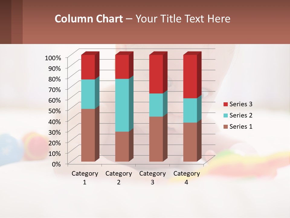 A Baby Laying On A Bed With A Toy PowerPoint Template