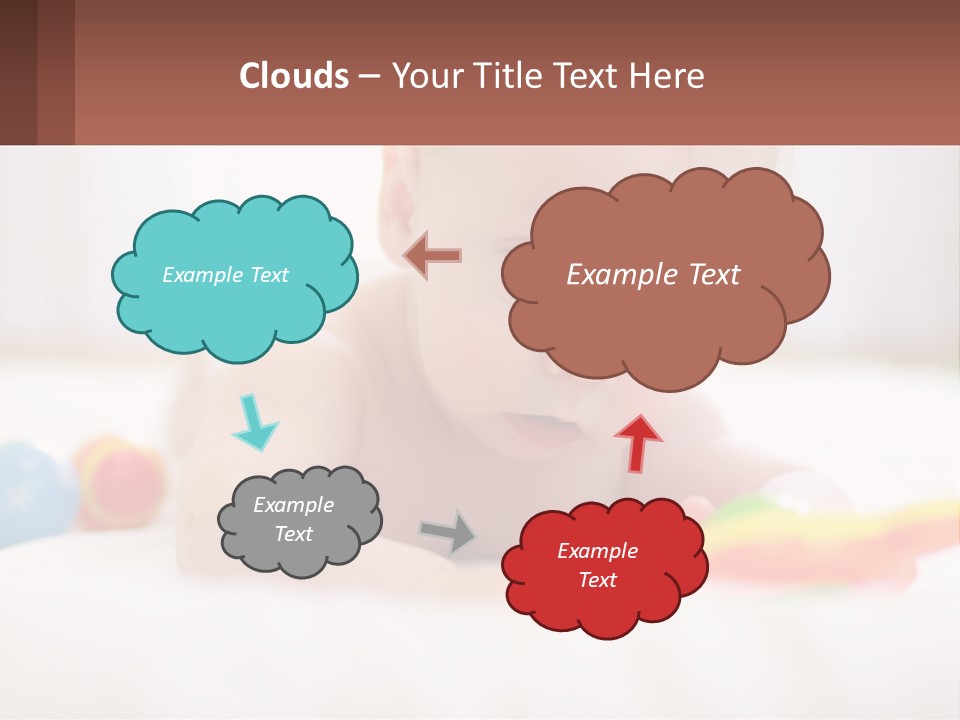 A Baby Laying On A Bed With A Toy PowerPoint Template