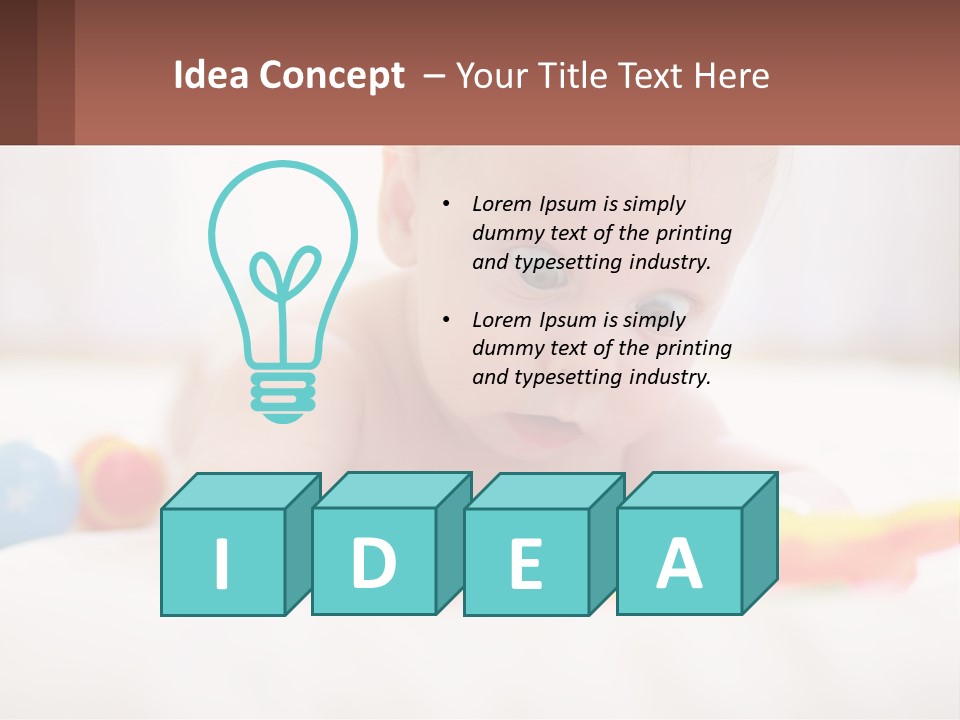 A Baby Laying On A Bed With A Toy PowerPoint Template