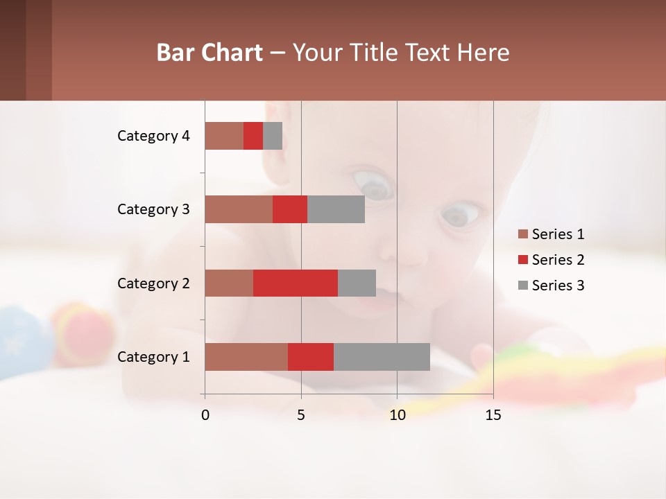 A Baby Laying On A Bed With A Toy PowerPoint Template