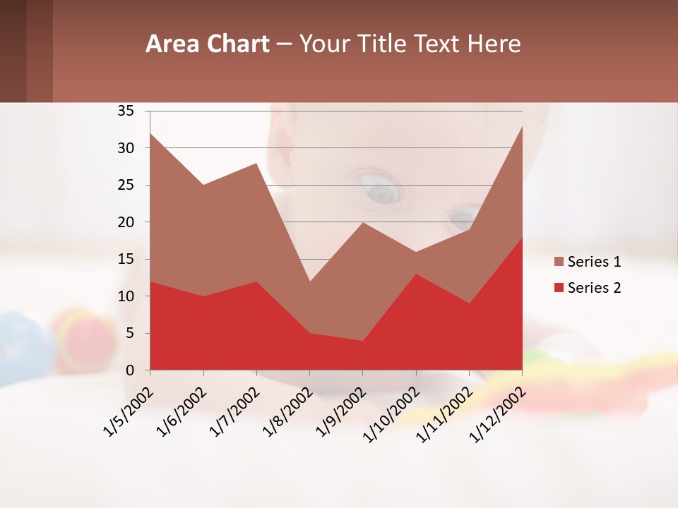 A Baby Laying On A Bed With A Toy PowerPoint Template