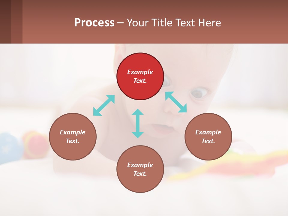 A Baby Laying On A Bed With A Toy PowerPoint Template