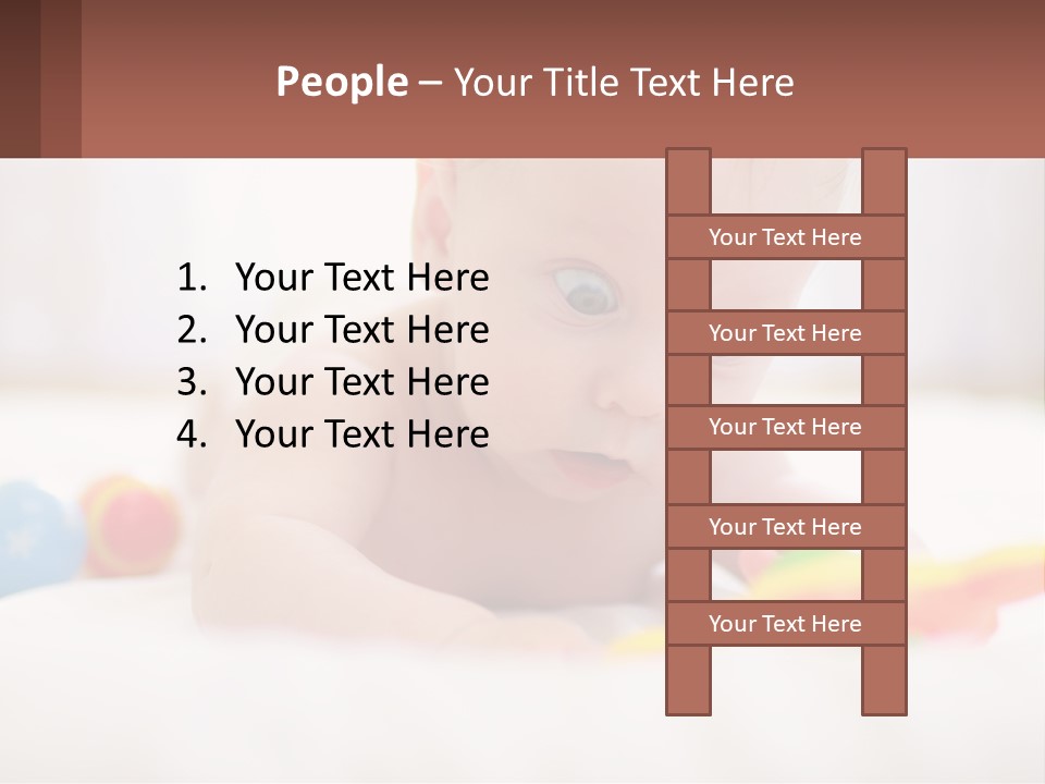 A Baby Laying On A Bed With A Toy PowerPoint Template