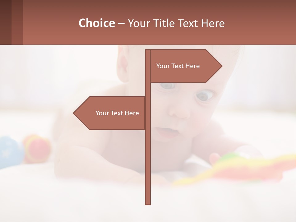 A Baby Laying On A Bed With A Toy PowerPoint Template