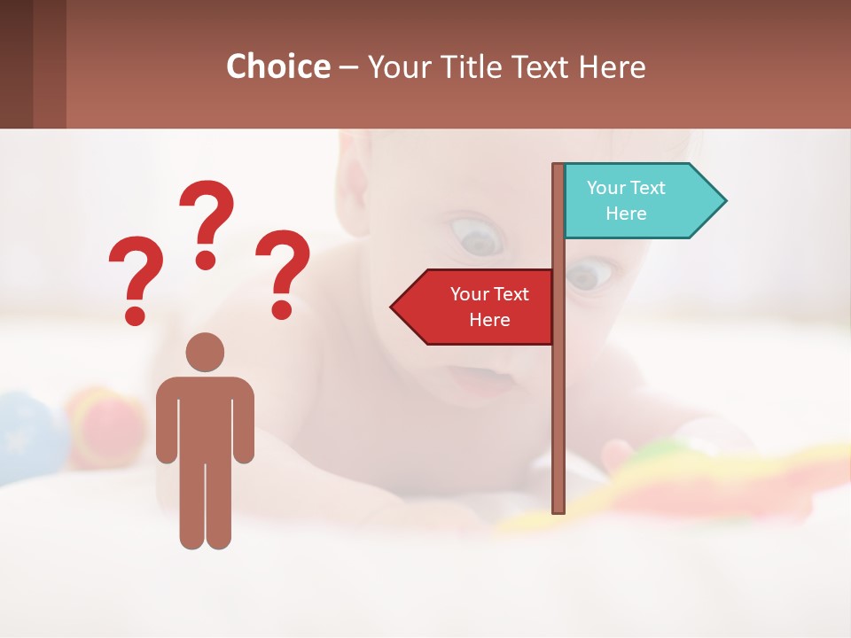 A Baby Laying On A Bed With A Toy PowerPoint Template