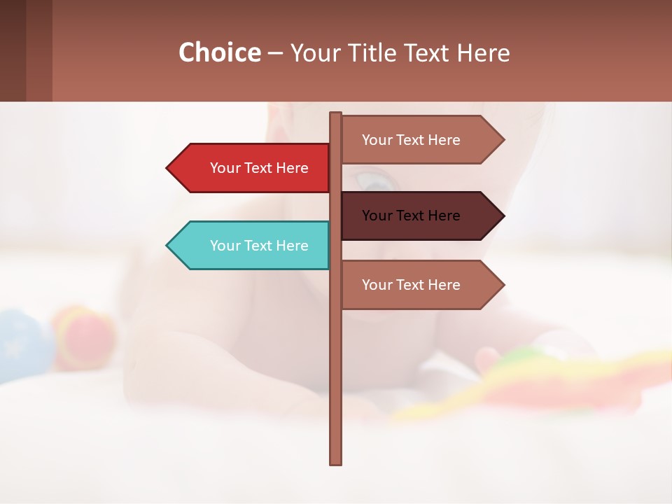 A Baby Laying On A Bed With A Toy PowerPoint Template